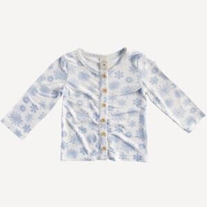 Kate Quinn Blue Snowflake Long Sleeve Button Cardigan Size 5Y Bamboo